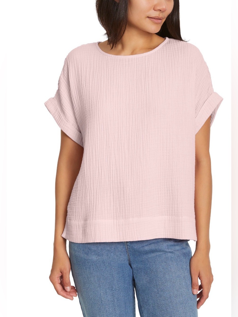 NWT Gloria Vanderbilt Light Pink Textured Short Sleeve Top
